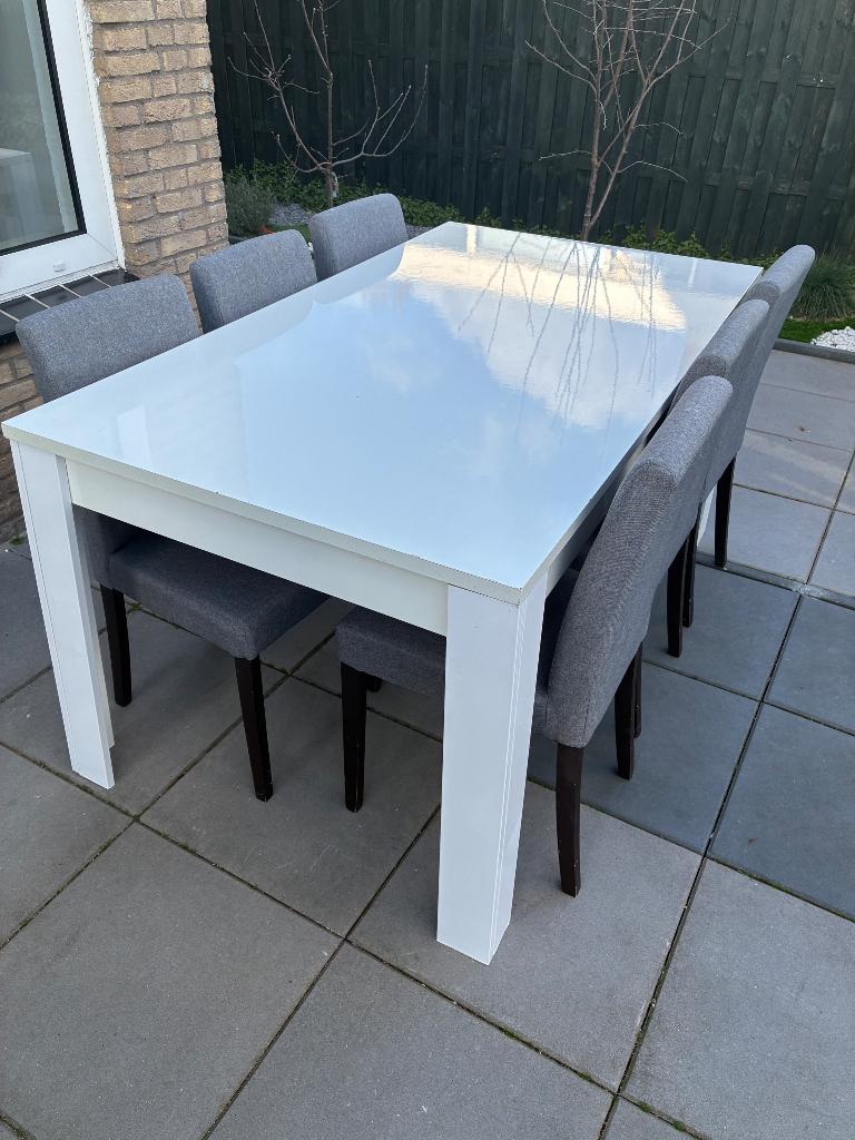 Eettafel +6stoelen, Huis en Inrichting, Tafels | Eettafels, Ophalen, Gebruikt, 50 tot 100 cm, Vijf personen of meer