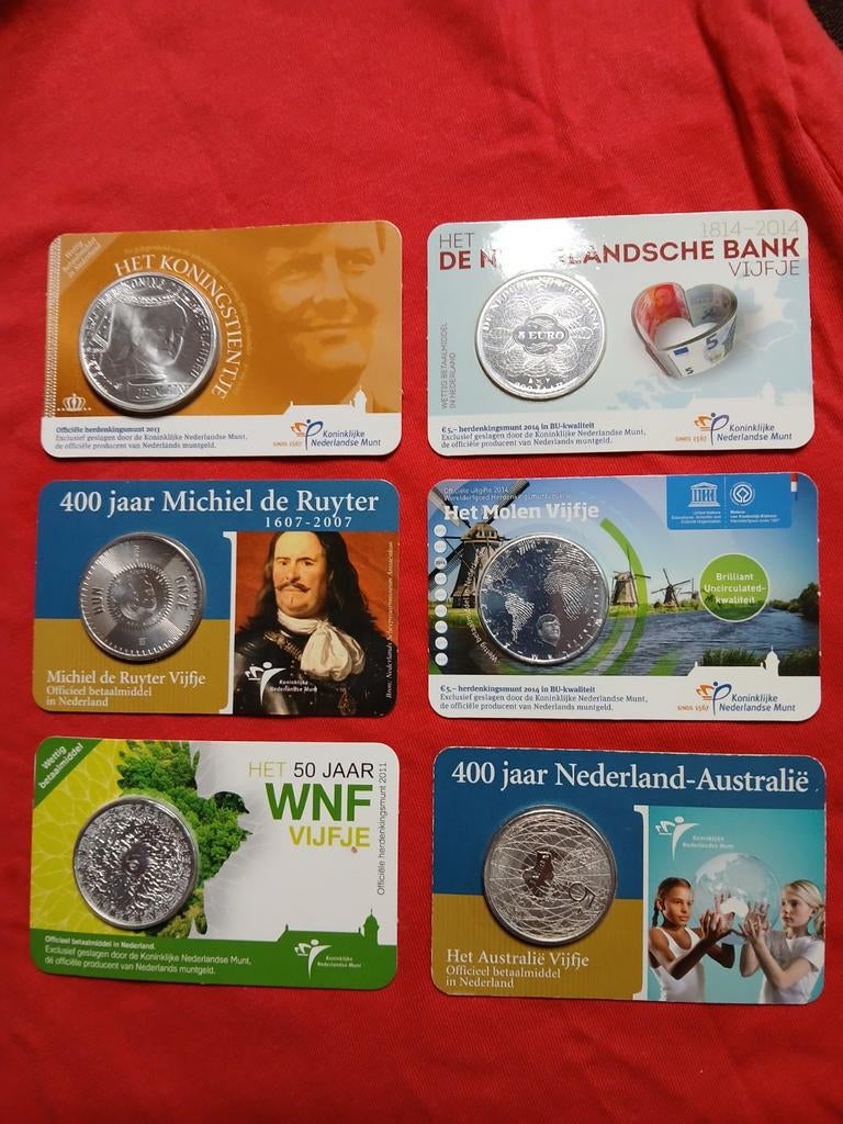 6 zwaar zilveren herdenkings munten, Ophalen of Verzenden, Koningin Beatrix, Euro's