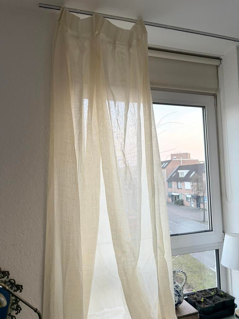 Linnen gordijnen 2 stuks 85x220, Ophalen of Verzenden, Zo goed als nieuw, 50 tot 100 cm, 200 cm of meer