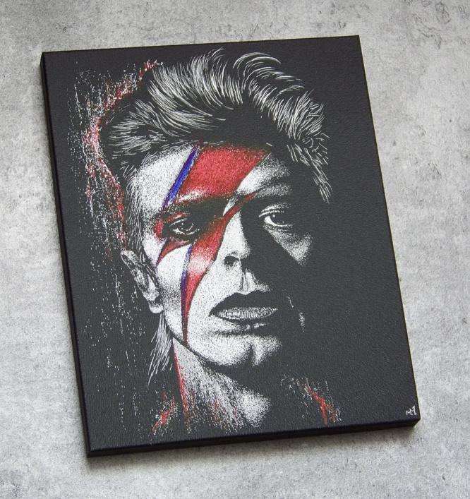David Bowie Handgegraveerd/Geschilderd Schilderij, Ophalen of Verzenden