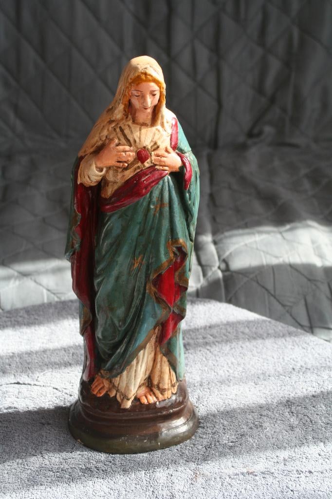 Antieke mooie Maria beeld van gips, Antiek en Kunst, Antiek | Religie, Ophalen of Verzenden