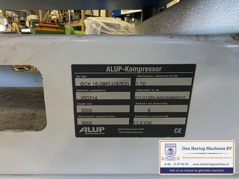 Compressor Alup SCK15-08PLUS/500 bj 2003 11kW droger, Ophalen, Geluidgedempt, Gebruikt, 800 liter/min of meer