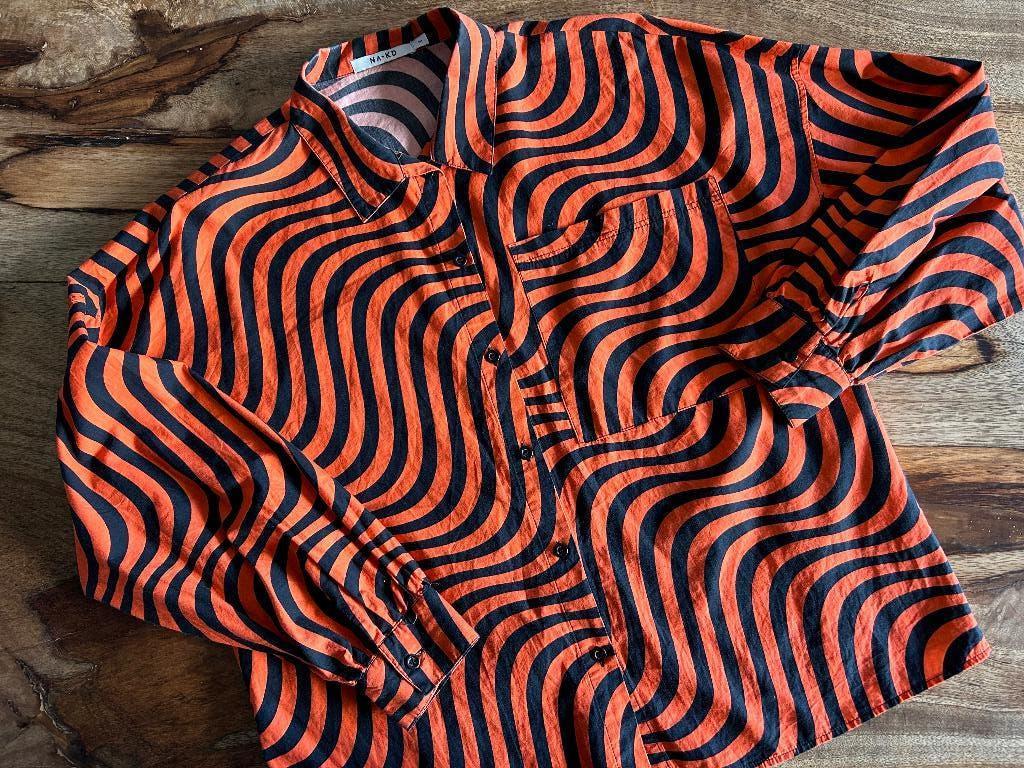 Kastopruiming NAKD / NA-KD blouse maat M oranje / zwart, Maat 38/40 (M), NA-KD, Oranje, Ophalen of Verzenden