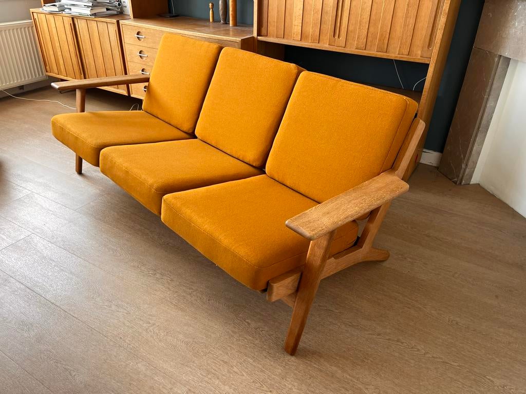 Hans J Wegner bank Getama driezits stof Kvadrat wol, Ophalen, Gebruikt, Driepersoons, 75 tot 100 cm