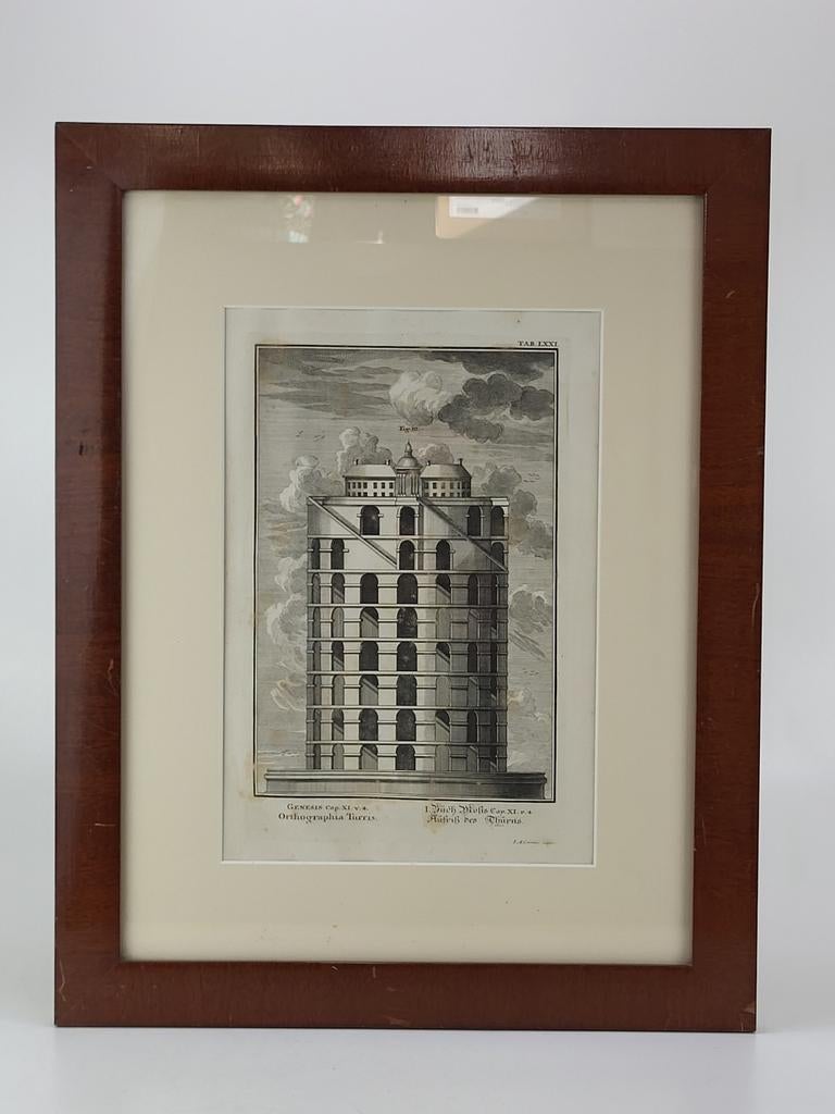 Kopergravure – De Toren van Babel - Vroege 18e eeuw, Ophalen of Verzenden