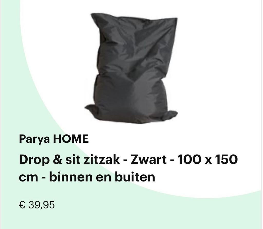Legergroene zitzak - Indoor & Outdoor, Huis en Inrichting, Zitzakken, Ophalen, Gebruikt, Zwart, Zitzak