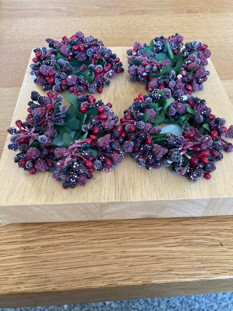 Kaarsenstandaard met 4 kerstkransen, Huis en Inrichting, Gebruikt, Bruin, Ophalen of Verzenden, Hout