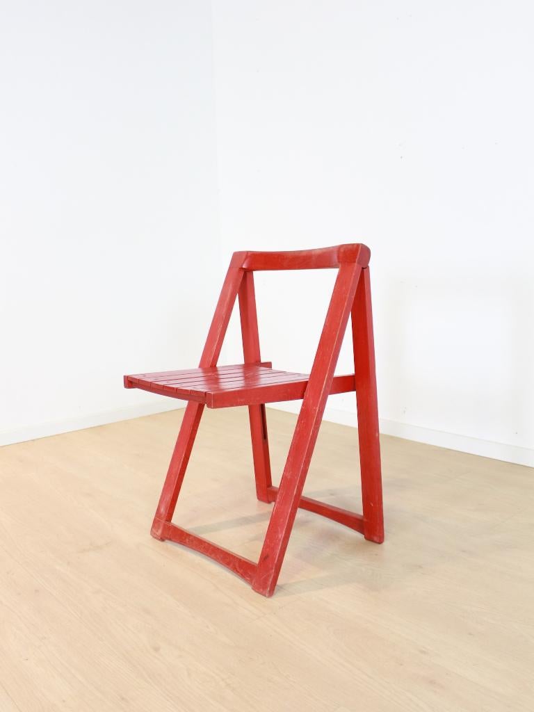 vintage Rode klapstoel, Aldo Jacober voor Alberto Bazzani, Ophalen, Gebruikt, Bruin, Eén