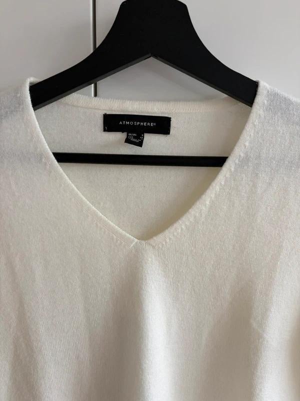 V-hals Trui Ecru / Wit - Maat S - Dunne Trui, Ophalen of Verzenden, Nieuw, Maat 36 (S), Wit