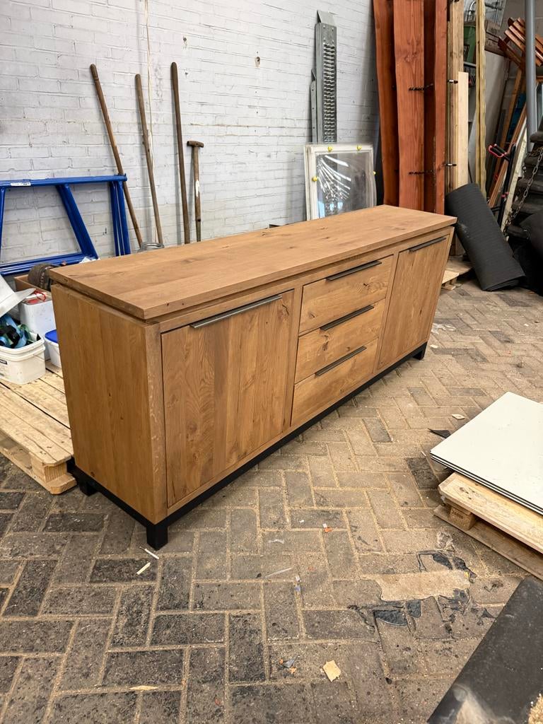 Eikenhouten Dressoir en TV-meubel set, Ophalen, 150 tot 200 cm, Eikenhout, Zo goed als nieuw