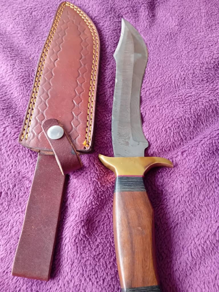 Damas mes met messing handvat en lederen schede, Antiek en Kunst, Ophalen of Verzenden