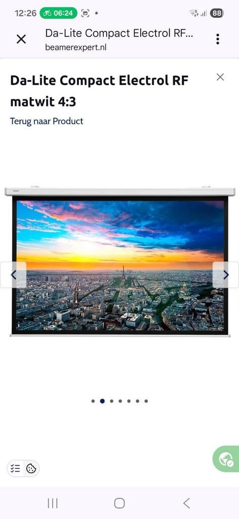 Da-Lite Compact Electrol RF matwit 4:3 projectiescherm, Ophalen, Elektrisch, Gebruikt