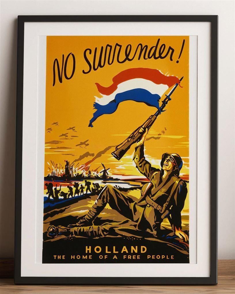 No Surrender Holland Brits Affiche Propaganda Poster, Ophalen of Verzenden, Nederland, Foto of Poster