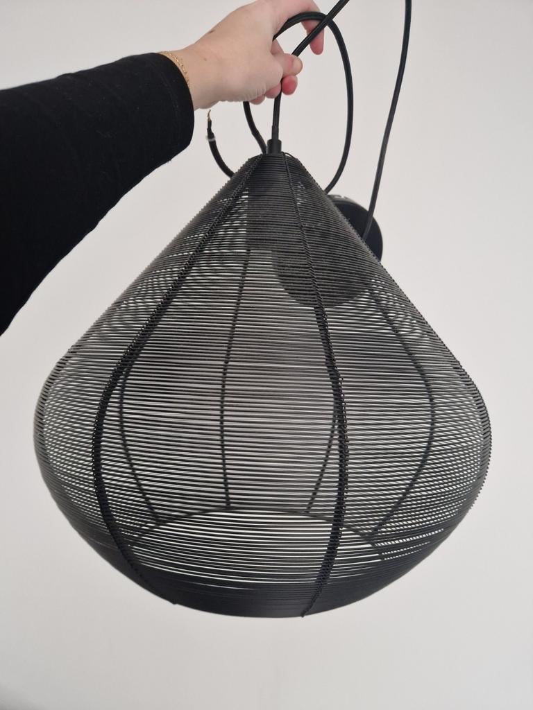 Zwart metalen hanglamp, Ophalen, Zo goed als nieuw, Scandinavisch / japandi, Metaal