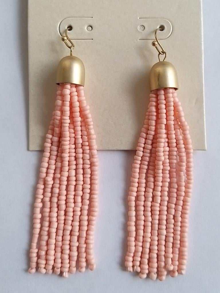 Licht roze glaskraaltjes strengen hang oorbellen, Overige materialen, Hangers, Nieuw, Ophalen of Verzenden