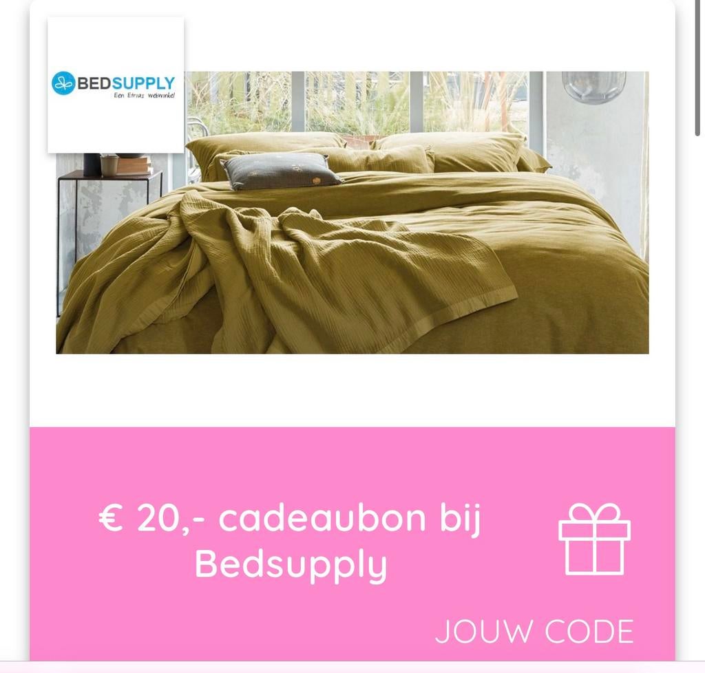 Beddsupply €20 Kortingscode, Tickets en Kaartjes, Kortingen en Cadeaubonnen, Eén persoon, Kortingsbon
