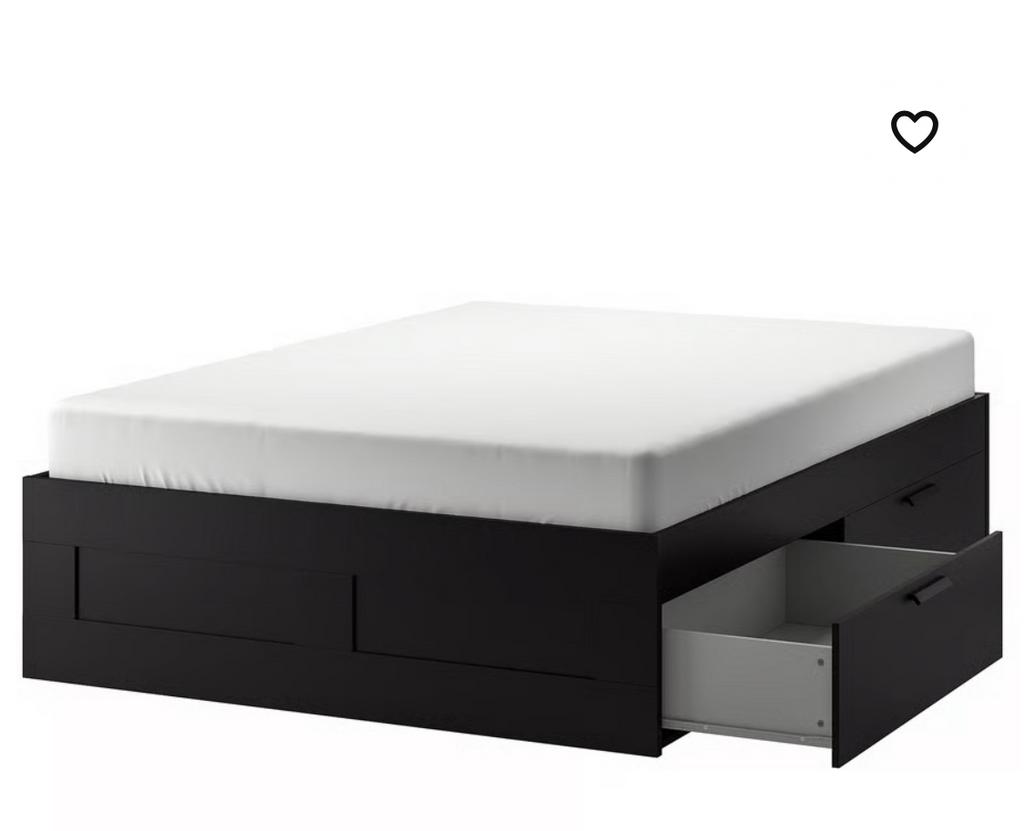 Brimnes ikea bed met lades (excl. marrassen), Bruin, Tweepersoons, Ophalen of Verzenden, Zo goed als nieuw