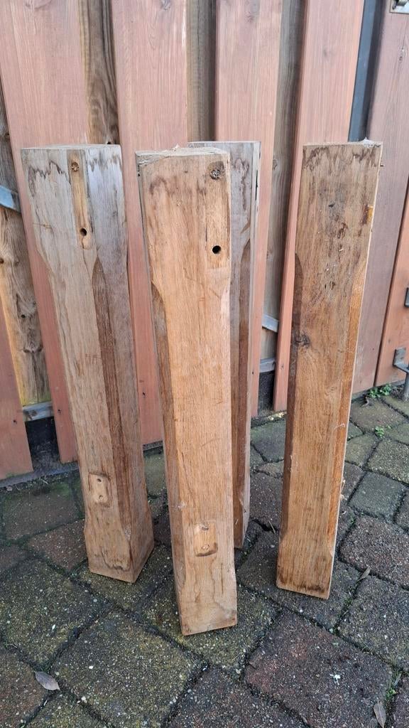 4 tafelpoten eikenhout  meubelhout timmerhout, Ophalen, 250 cm of meer, Planken