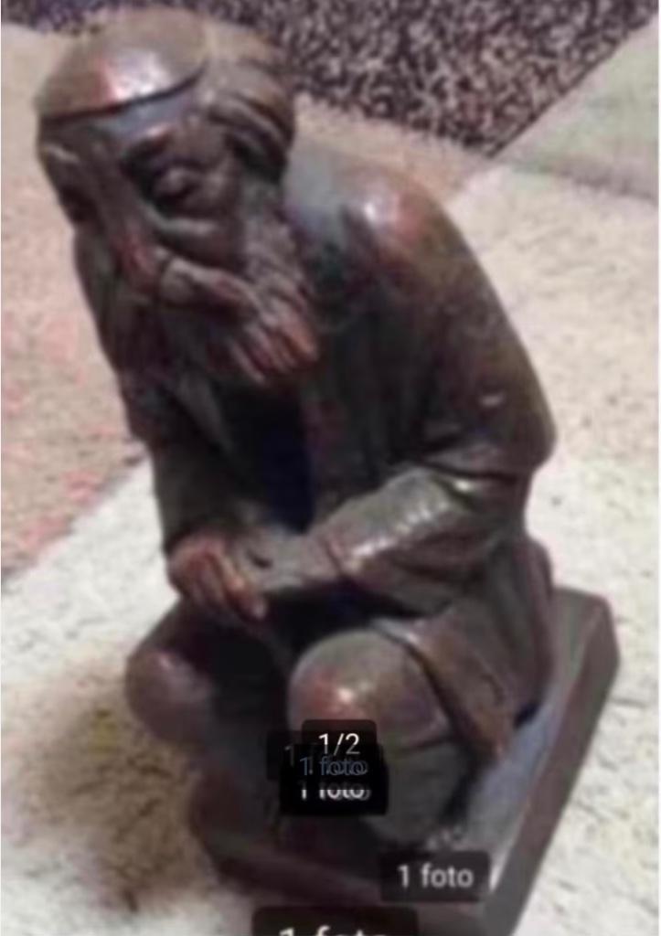 Zwaar stenen Abraham beeld gesigneerd., Verzamelen, Beelden en Beeldjes, Ophalen of Verzenden, Zo goed als nieuw, Mens