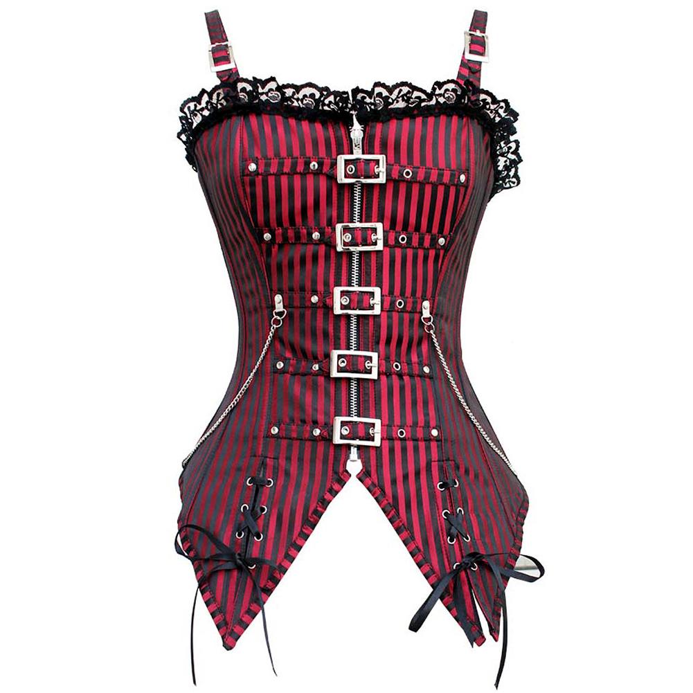 Dames rood gestreept korset corset sexy gothic steampunk, Verzenden, Rood, Body of Korset