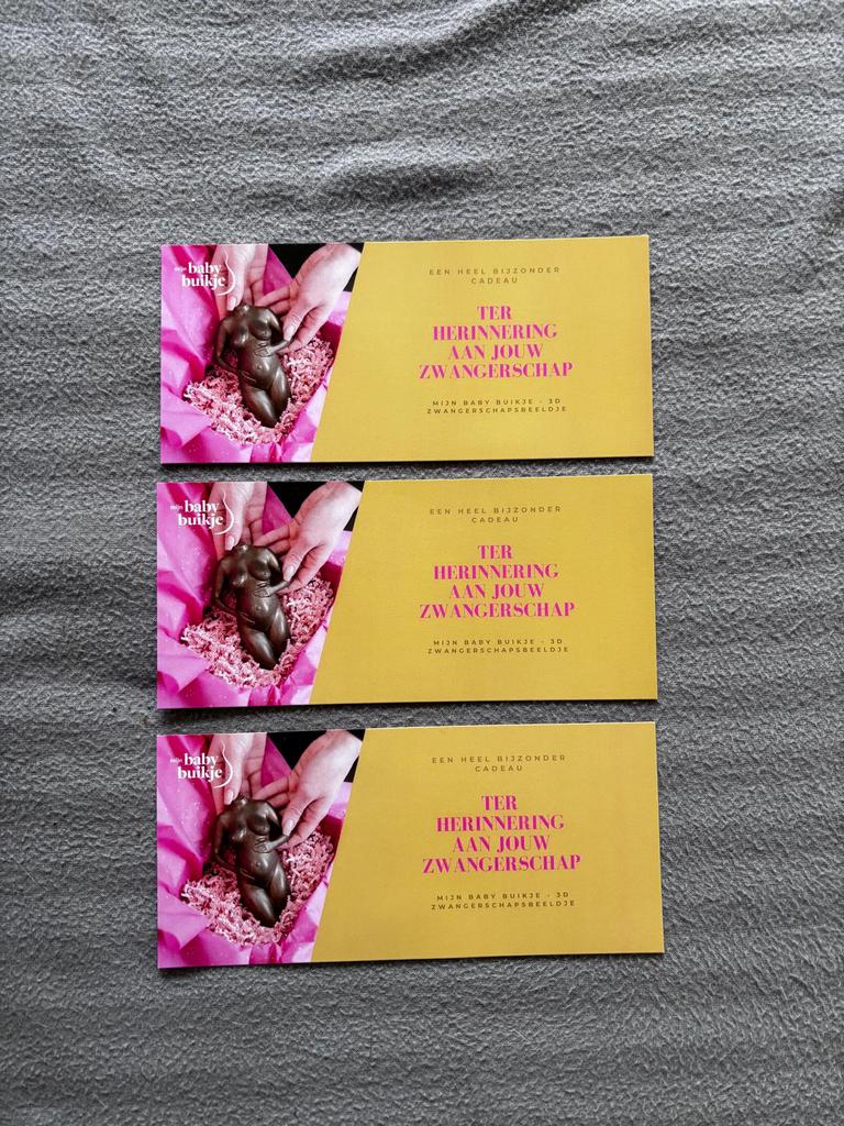 Cadeaubonnen Babybuikje – 3D zwangerschapsbeeldje (ongebruik, Ophalen of Verzenden, Zo goed als nieuw, Zwangerschap en Bevalling