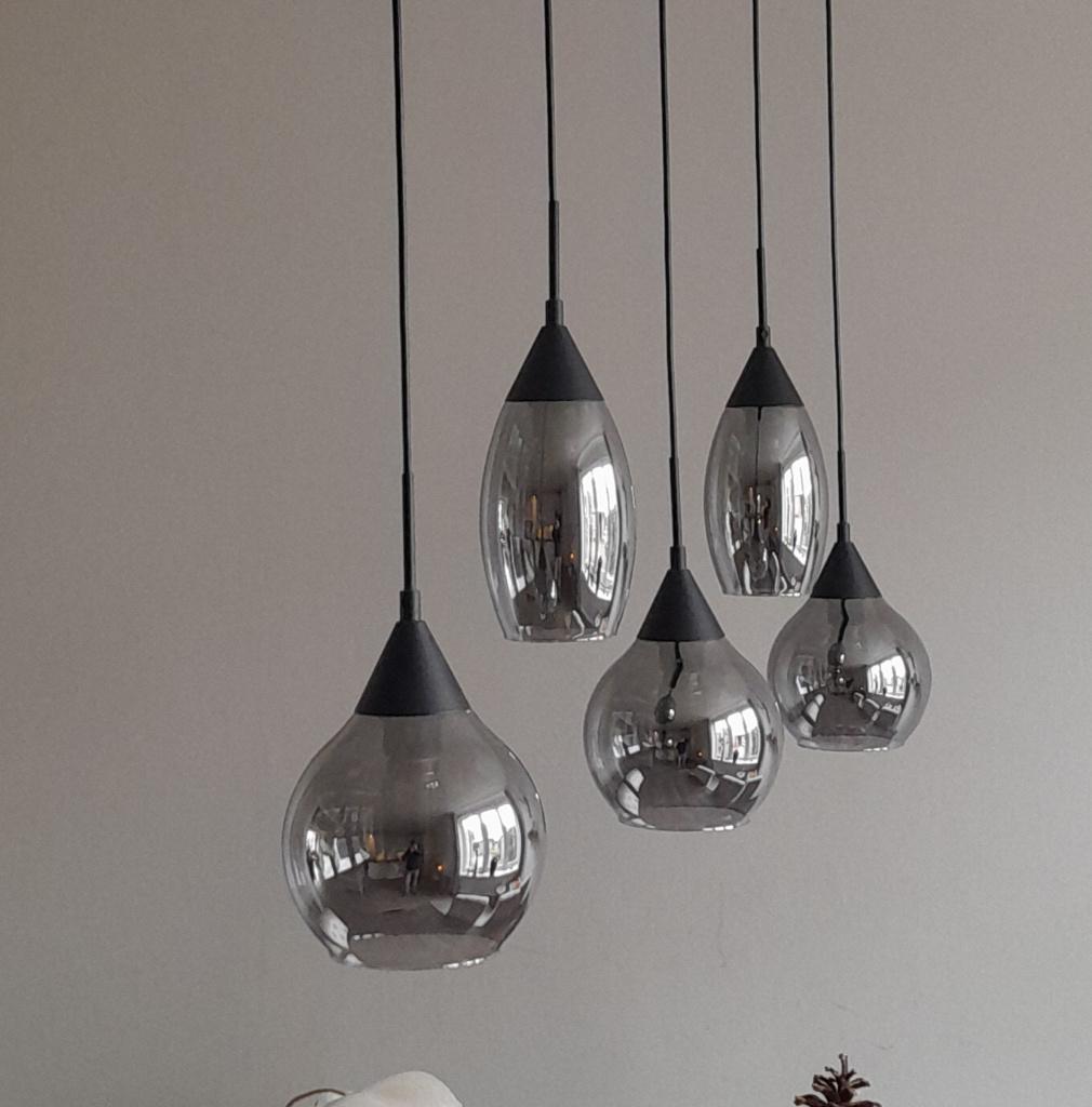 Hanglamp smoked glas, Ophalen, 75 cm of meer, Modern, Glas