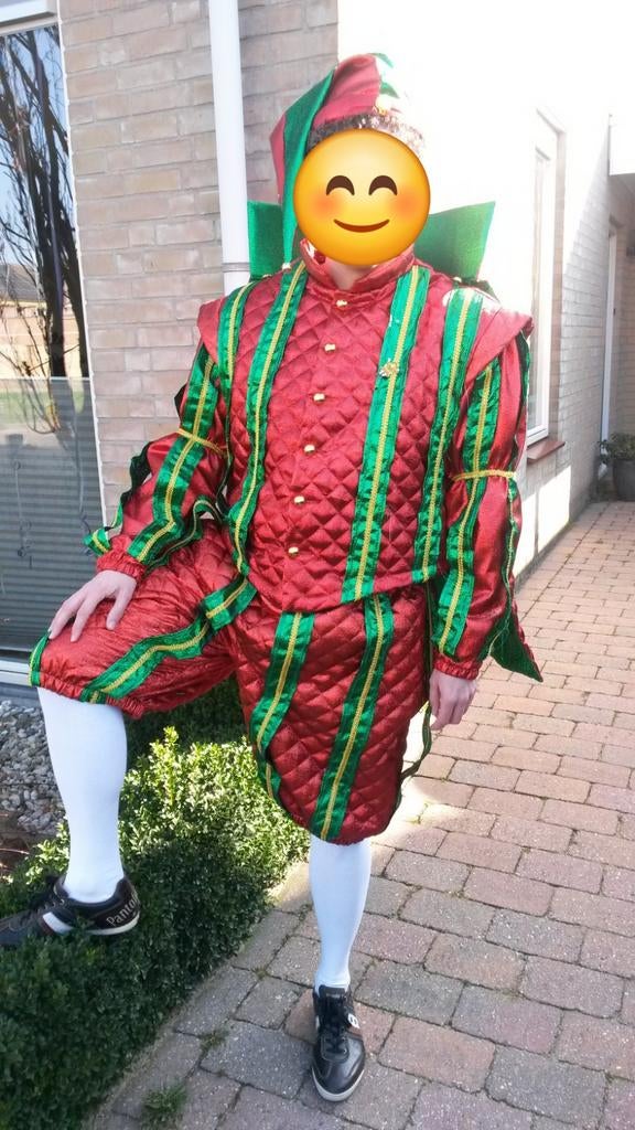 Harlekijn carnavalspak: jas, broek en muts, Carnaval, Maat 56/58 (XL), Ophalen of Verzenden, Kleding