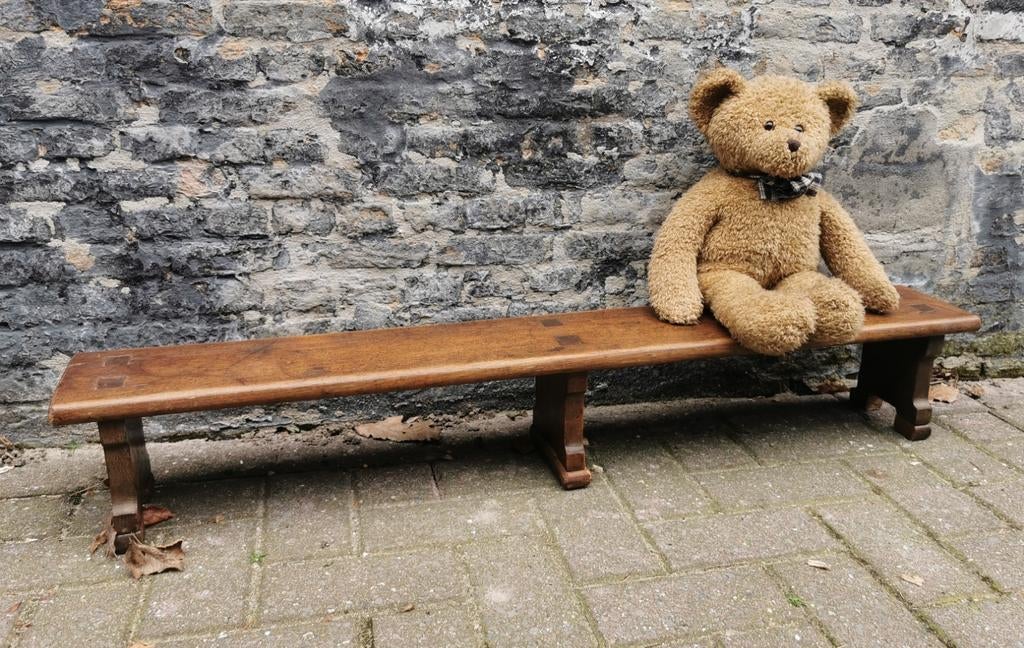 Antiek eiken houten bank / bankje / kinderbankje (113x18x18), Verzenden