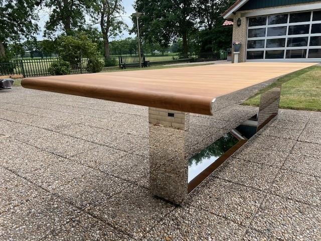 2328. Design tafel / Perdoncin / rvs, Ophalen, 100 tot 150 cm, Rechthoekig, Nieuw