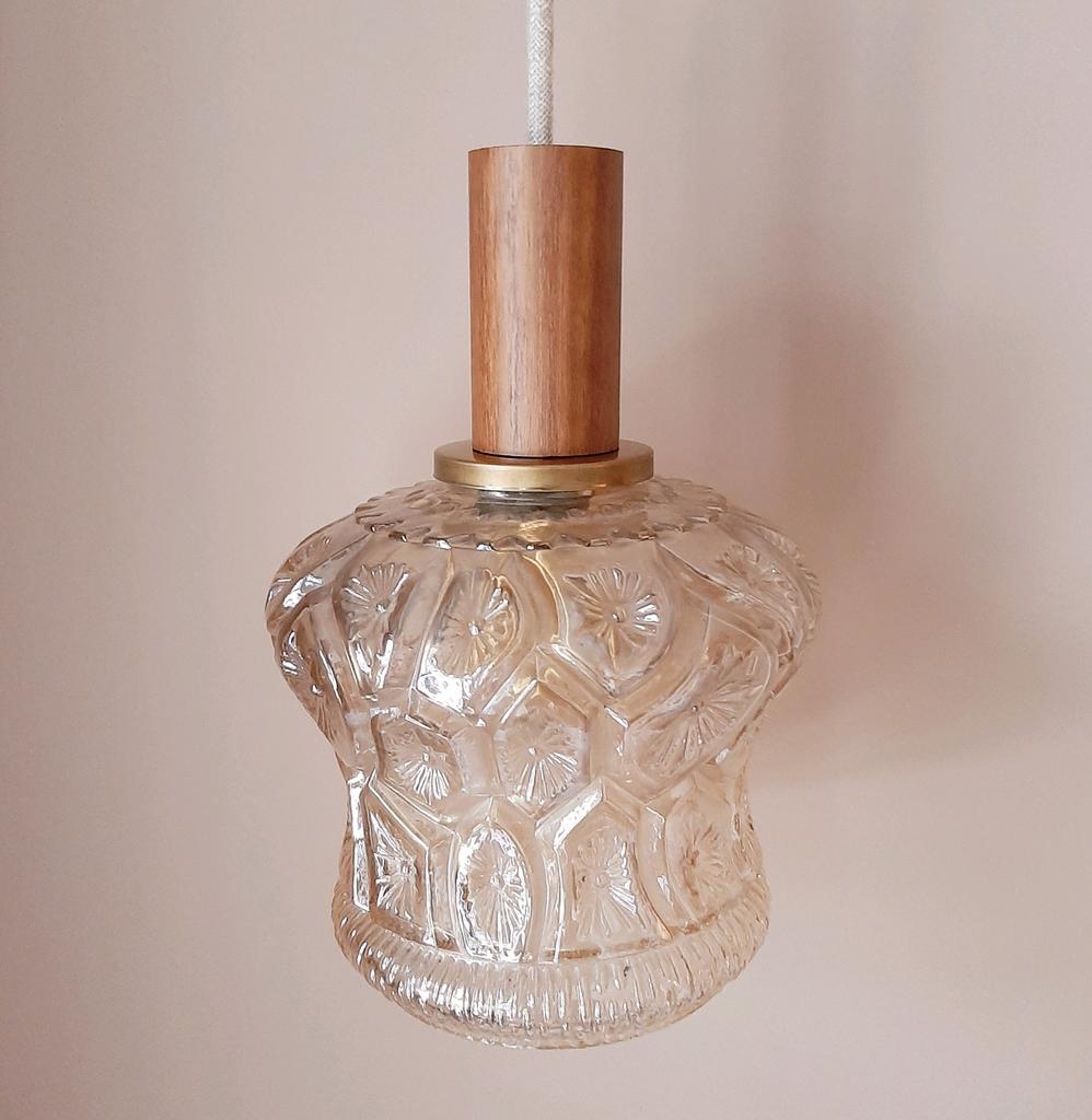 Vintage bubble hanglamp | Vintage bol amberkleur jaren 60, Ophalen of Verzenden, Minder dan 50 cm
