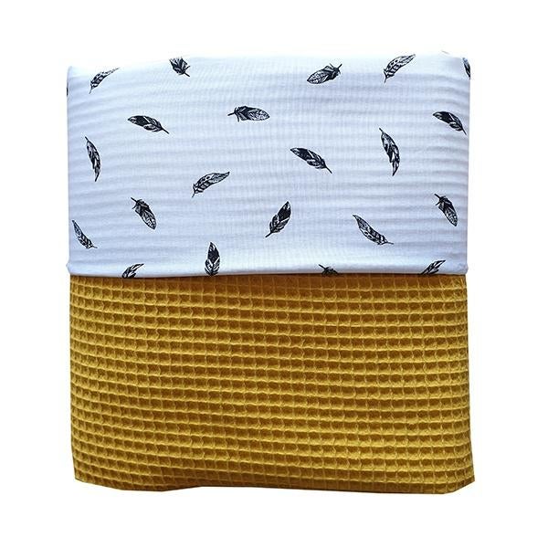 Ledikantdeken Wafelstof Geel Veren Little Dreamzzz, Bi & Li Creaties, Overige typen, Nieuw, Ophalen of Verzenden