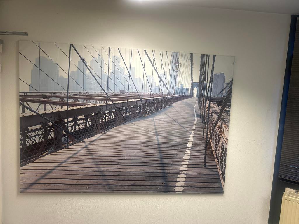 Ikea mega canvas schilderij Brooklyn Bridge New York, 125 cm of meer, Ophalen of Verzenden, Zo goed als nieuw, Schilderij