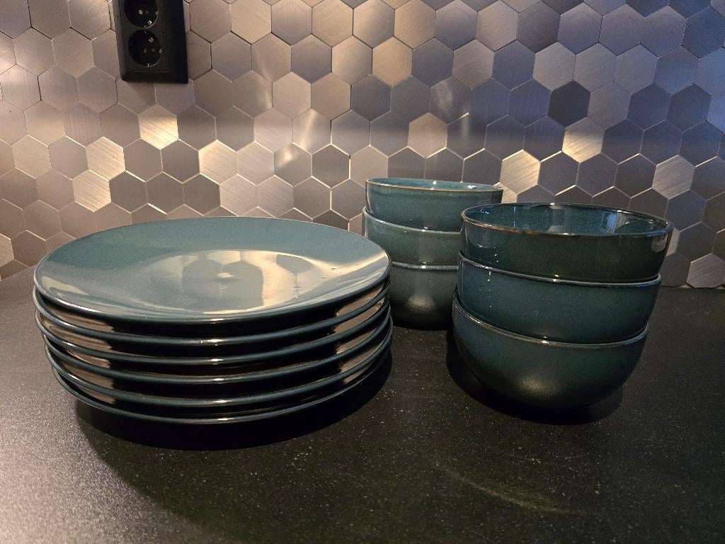 12-delige Blokker Moskou Serviesset | Ocean Blue, Huis en Inrichting, Ophalen, Overige materialen, Zo goed als nieuw, Bord(en)