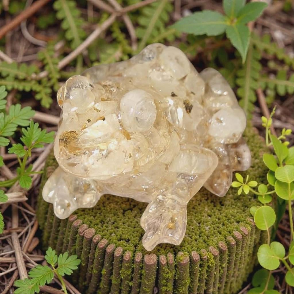Bergkristal orgonite kikker, Verzamelen, Mineralen en Fossielen, Ophalen of Verzenden, Mineraal