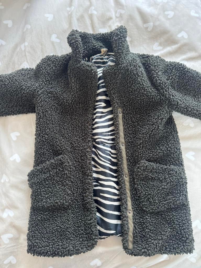 Donkergroene teddy jas HEMA maat 116, Meisje, Ophalen of Verzenden, Zo goed als nieuw, Hema