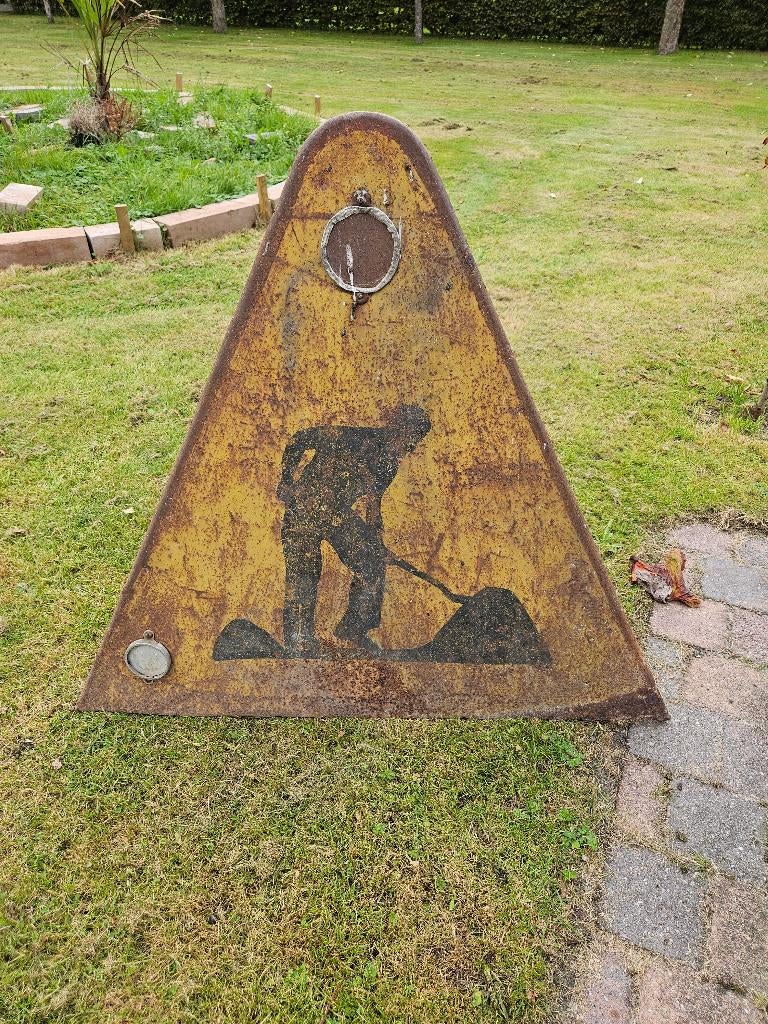 Vintage Frans bord "Werk in uitvoering", Ophalen