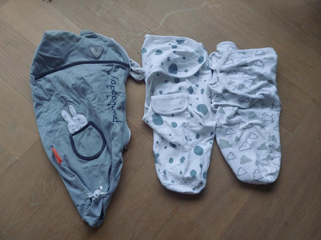 Puckababy en 2 andere inbakerdoeken 0-3 maanden, Ophalen of Verzenden, Gebruikt, Minder dan 70 cm, Bakerzak of Bakerdoek