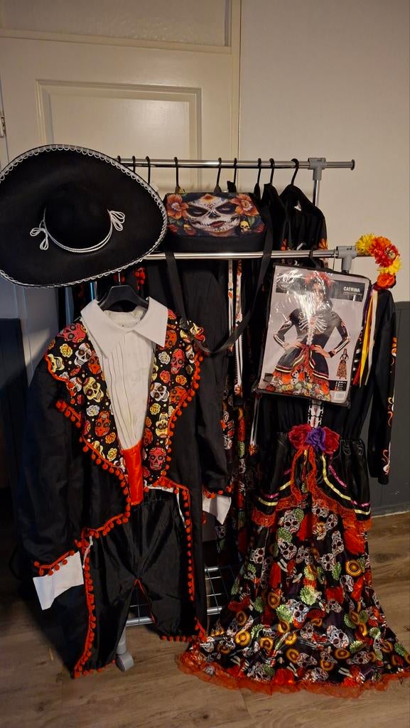 Carnavalskleding dia de los muertos, Ophalen, Zo goed als nieuw, Maat 46/48 (XL) of groter, Overige typen