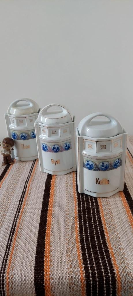 3 antieke porselein voorraad deco potten koffie thee rijst, Antiek en Kunst, Ophalen of Verzenden