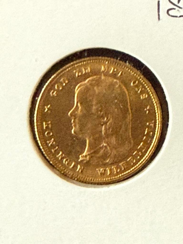 Gouden tientje Wilhelmina 1897, Postzegels en Munten, Munten | Nederland, Setje, Ophalen of Verzenden, Koningin Wilhelmina, Zilver