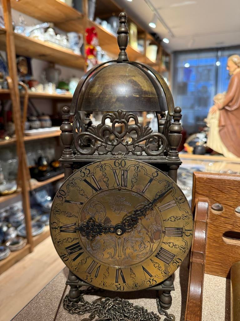 Koperen Lantaarnklok met Skeletgravure, Ophalen of Verzenden