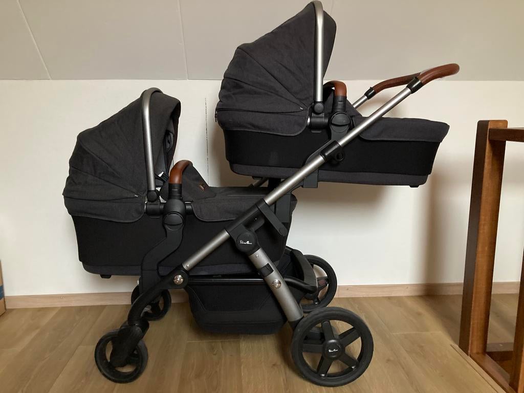 Silver Cross wave duo kinderwagen tweeling, Gebruikt, Combiwagen, Verstelbare duwstang, Ophalen
