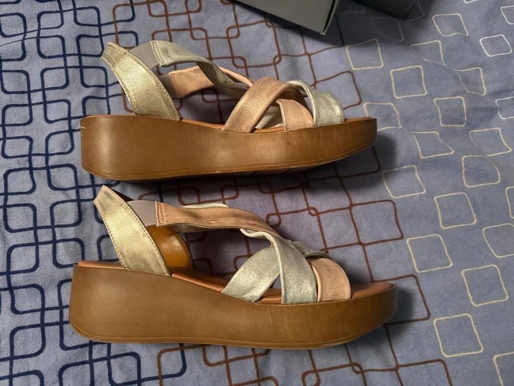 The Flexx sleehak sandaaltjes Silver, Gold en Rose, maat 40, Ophalen of Verzenden, Zo goed als nieuw, Overige kleuren, Sandalen of Muiltjes