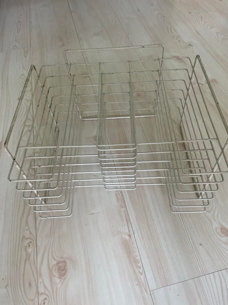 Vintage LP rekje - Metaal - Wit, Vintage, Gebruikt, Ophalen of Verzenden, Metaal