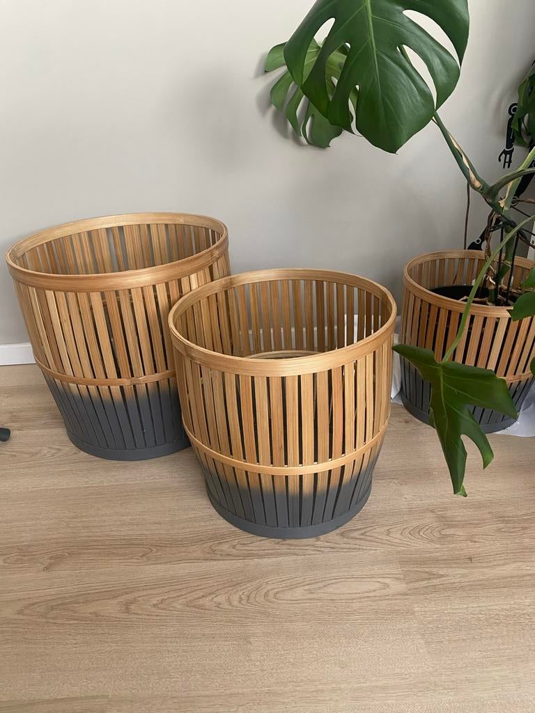 Westwing bloemenmanden opbergmanden, Huis en Inrichting, Woonaccessoires | Schalen en Manden, Zo goed als nieuw, Mand, Rond, Riet