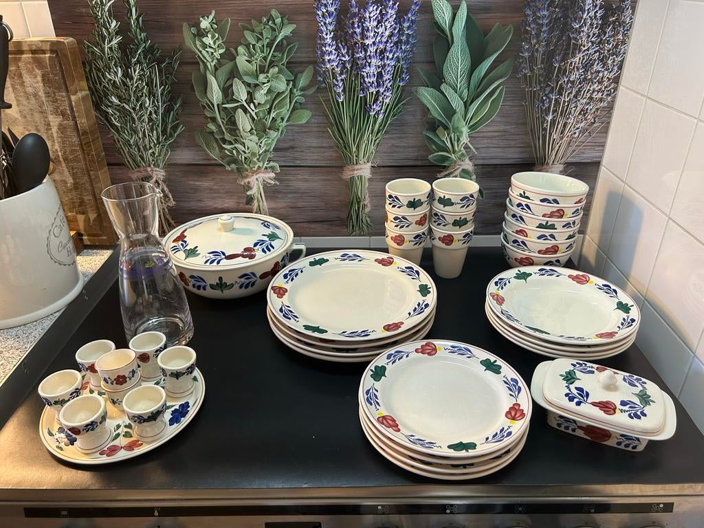 Uitgebreid Boerenbont servies - Compleet en in goede staat, Ophalen, Gebruikt, Aardewerk, Boerenbont