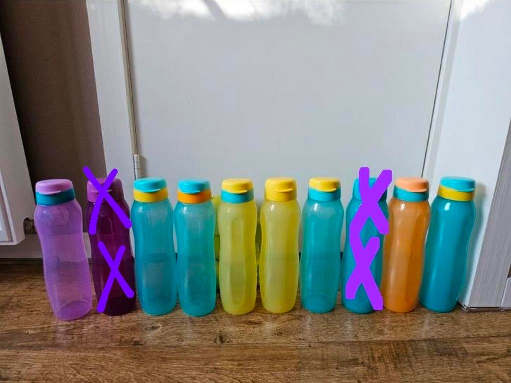 # Tupperware nieuwe 1 liter fles sportdop smalle variant, Ophalen of Verzenden, Nieuw, Geel, Beker of Kan