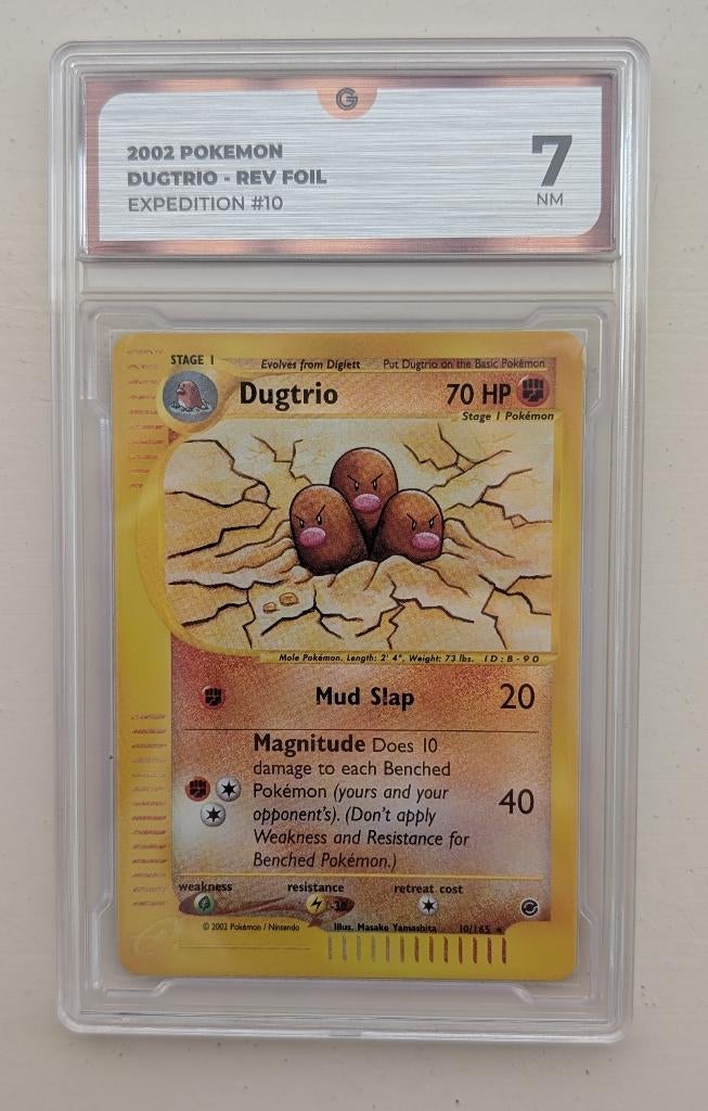 Pokémon kaart Dugtrio 10/165 - Expedition Base Set: Grade 7, Ophalen of Verzenden, Zo goed als nieuw, Losse kaart, Foil