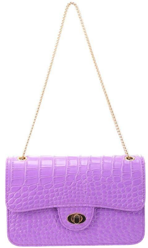 Handtas Croco –  PU Faux Leather Schoudertas 27x17x7,5cm, Verzenden, Nieuw, Paars, Handtas