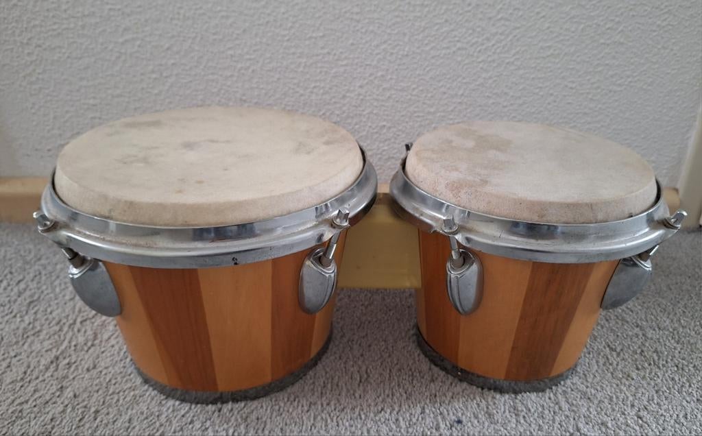 Bongo set - Houten percussie instrument, Muziek en Instrumenten, Percussie, Gebruikt, Trommel, Ophalen